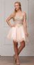 Spaghetti Straps Cold-shoulder Beaded Tulle short Prom Dress in Blush